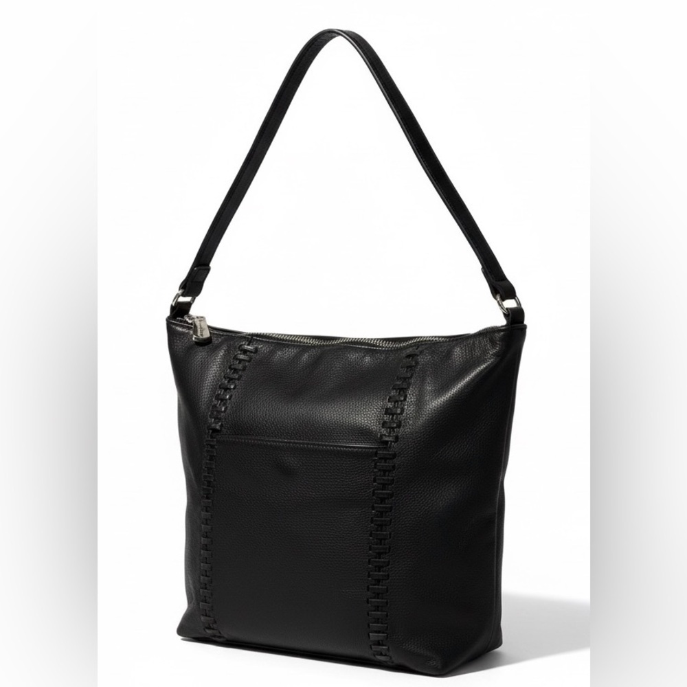 Tommy Bahama Black Leather Hobo Shoulder Bag Soft Slouchy Everyday purse - Picture 4 of 11